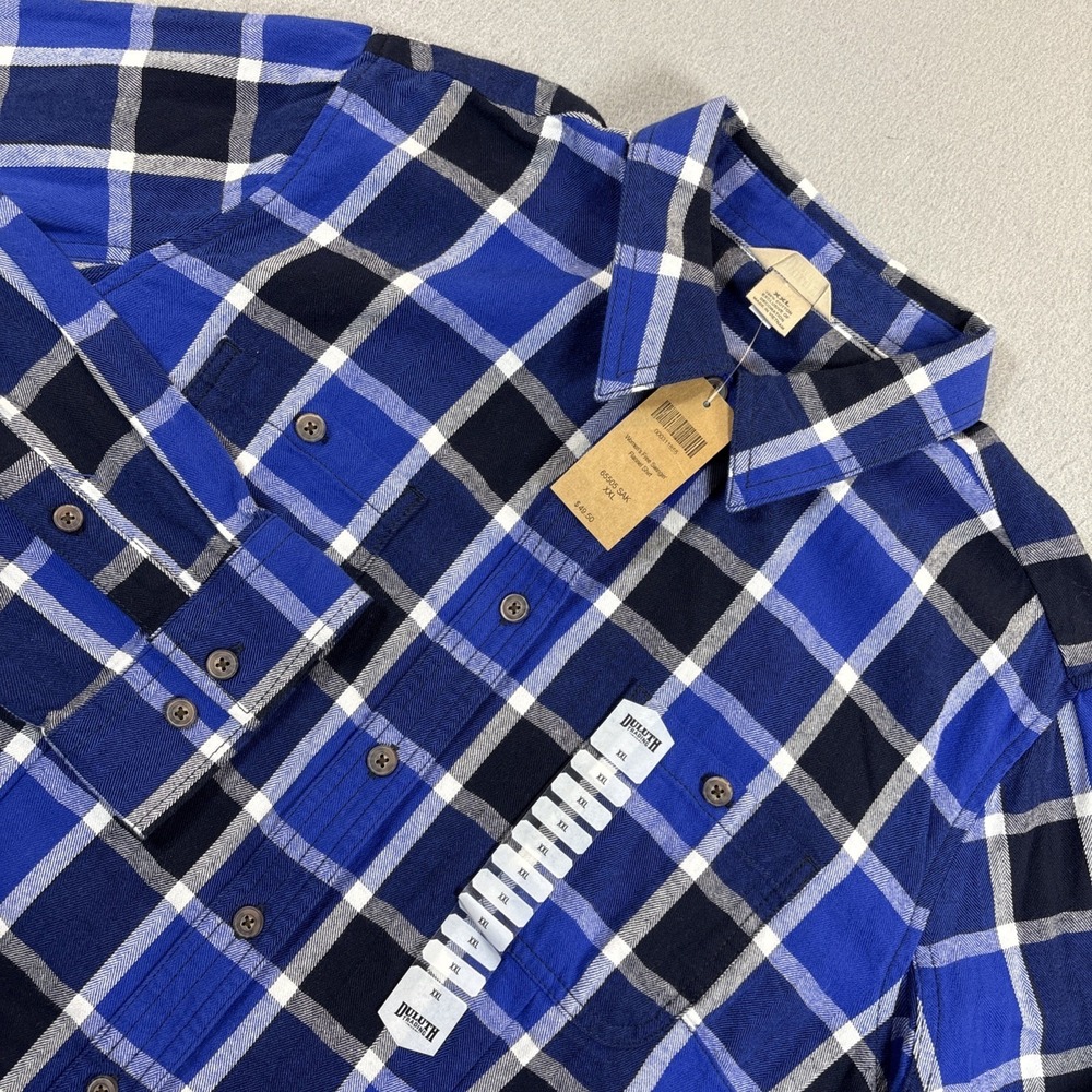 NWT Duluth Trading Co Shirt Women XXL Free Swinger Plaid Button Up Flannel‎ Blue